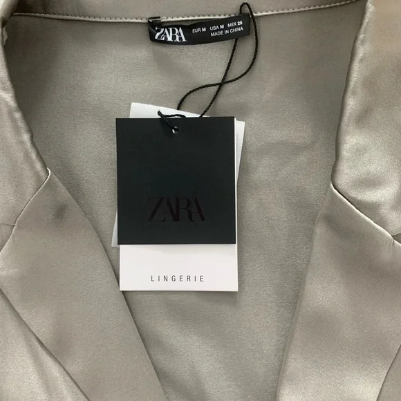 NWT Zara 100% Silk Gray Shirt - Picture 11 of 13